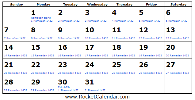 Rocket Calendar Adds Islamic Calendars