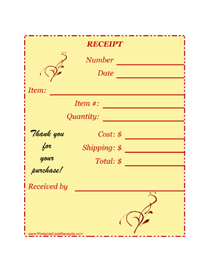Printable Cash Receipts