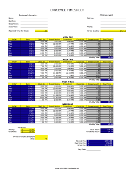 New Printable Time Sheets