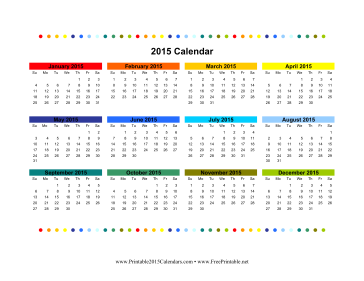 Printable 2015 Calendars - 2015 Colorful Calendar