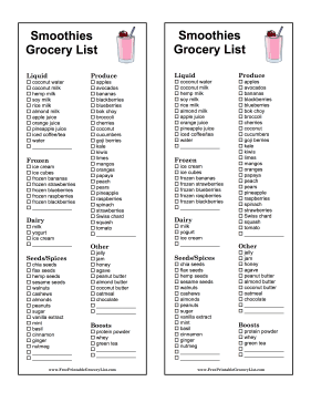 Printable Grocery Lists and Meal Plans