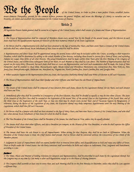 Free Printable Constitution; Founding Documents