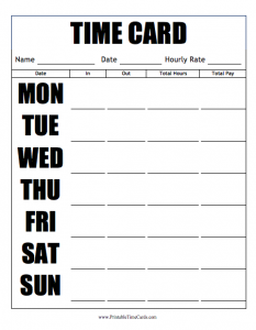 basic weekly time card