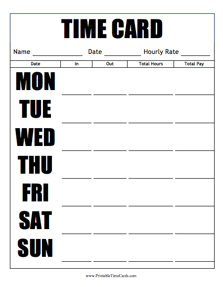 Printable Timesheets and Time Cards Printable Timesheets and Time Cards