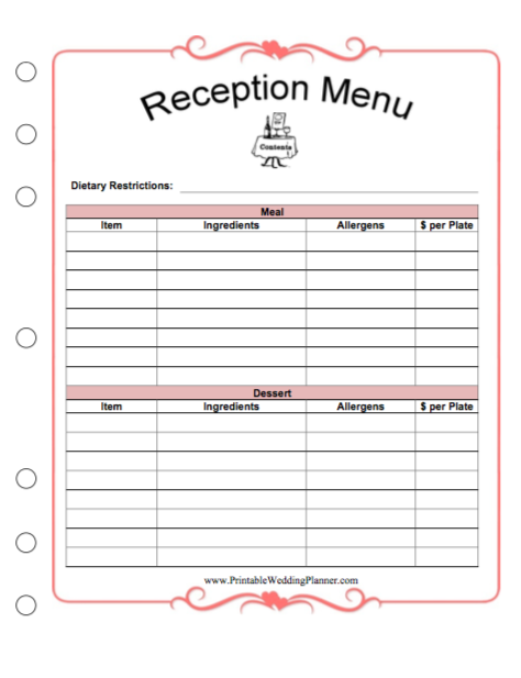 printable wedding planner free printables