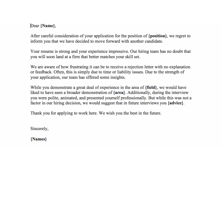 Rejection Letter Templates at New Website