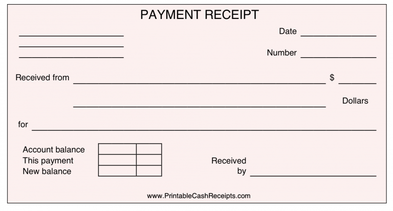 5 Printable Payment Receipt Template Sampletemplatess Sampletemplatess 