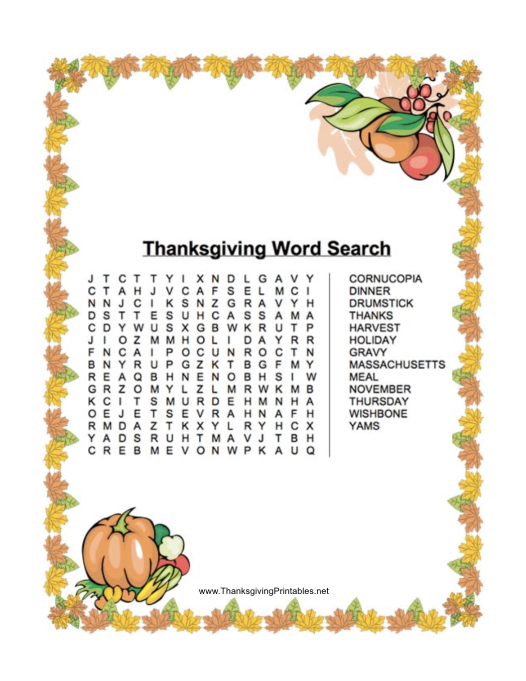 Free Thanksgiving Printables