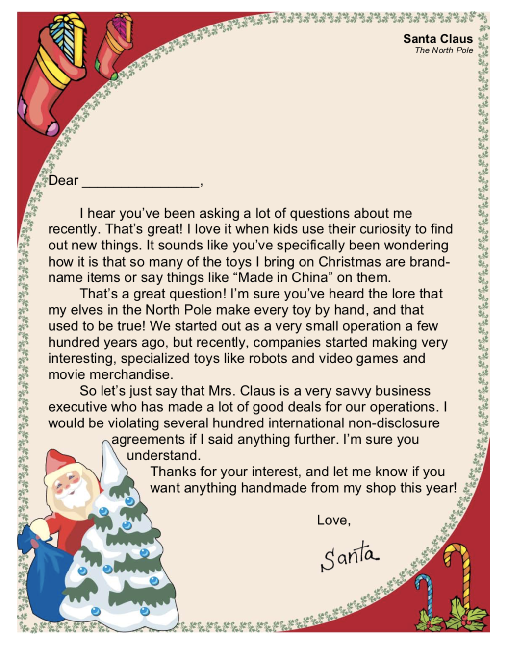 printable letter from santa