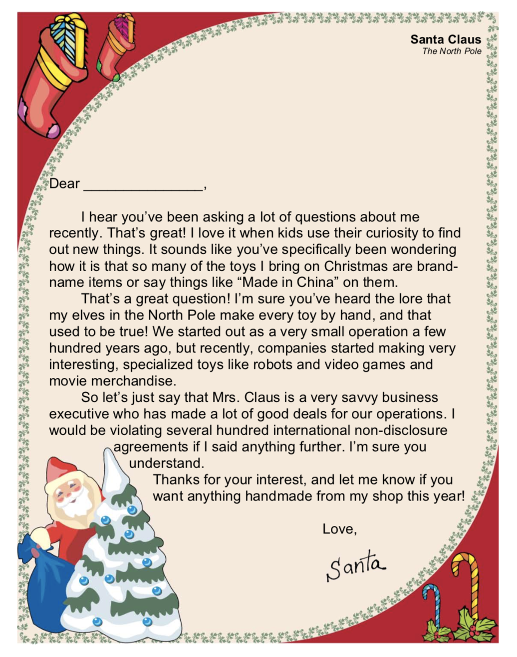 Printable Letters from Santa