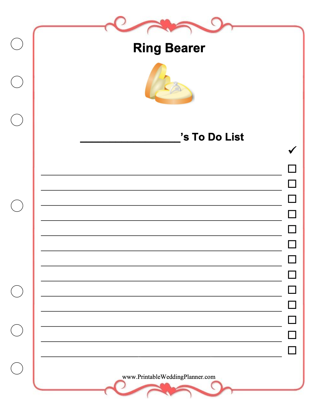 Printable Wedding Planner Pages
